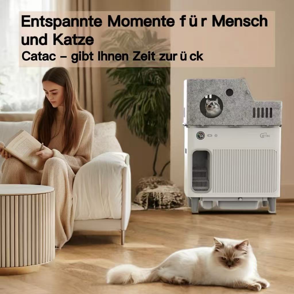 Vollautomatische selbstreinigende Katzentoilette XXL mit Treppe – CATAC Cleanbox Classic, extra leise, geruchsarm & smart