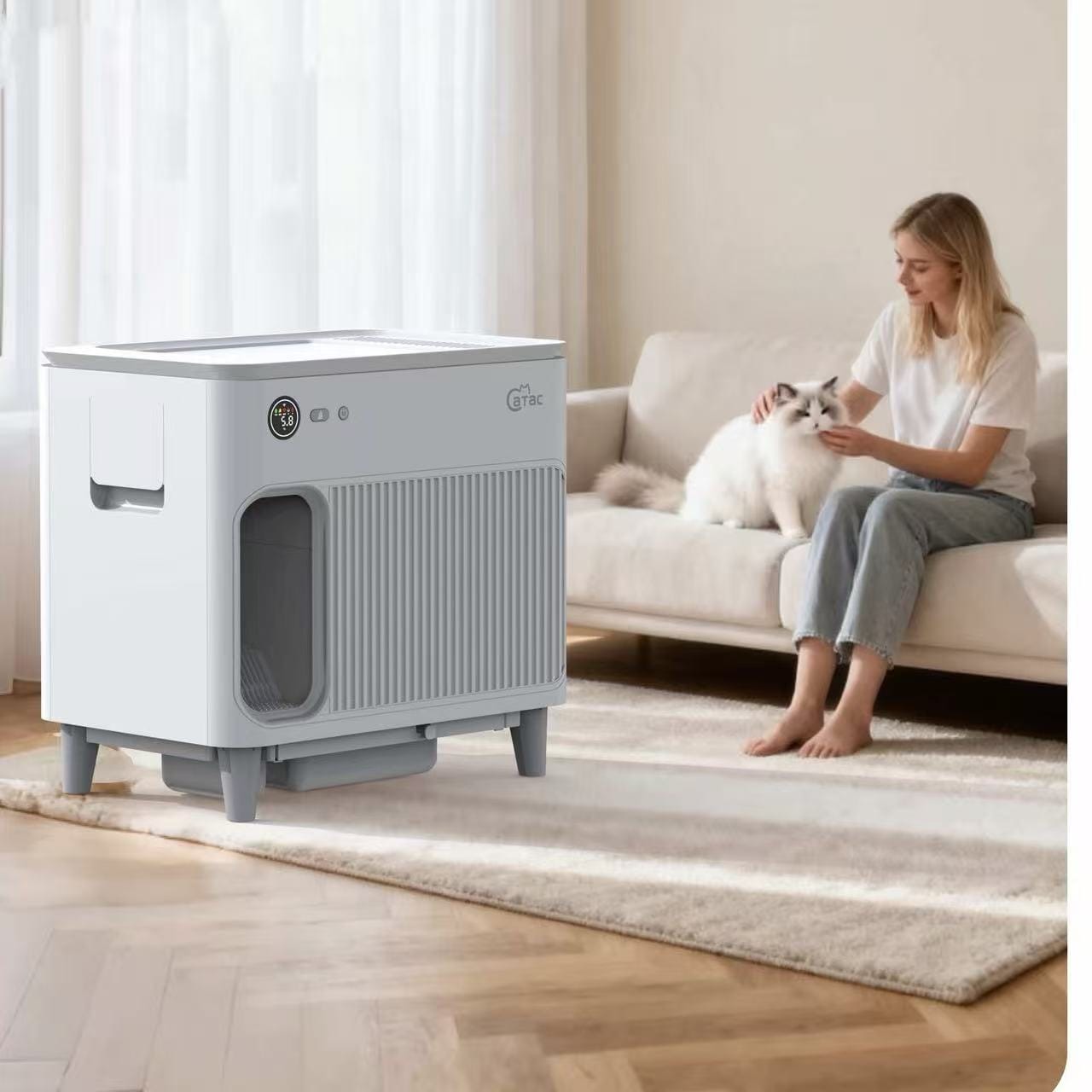 Catac Cleanbox 2.0 automatische Katzentoilette – selbstreinigend, geruchskontrolle, große Kapazität