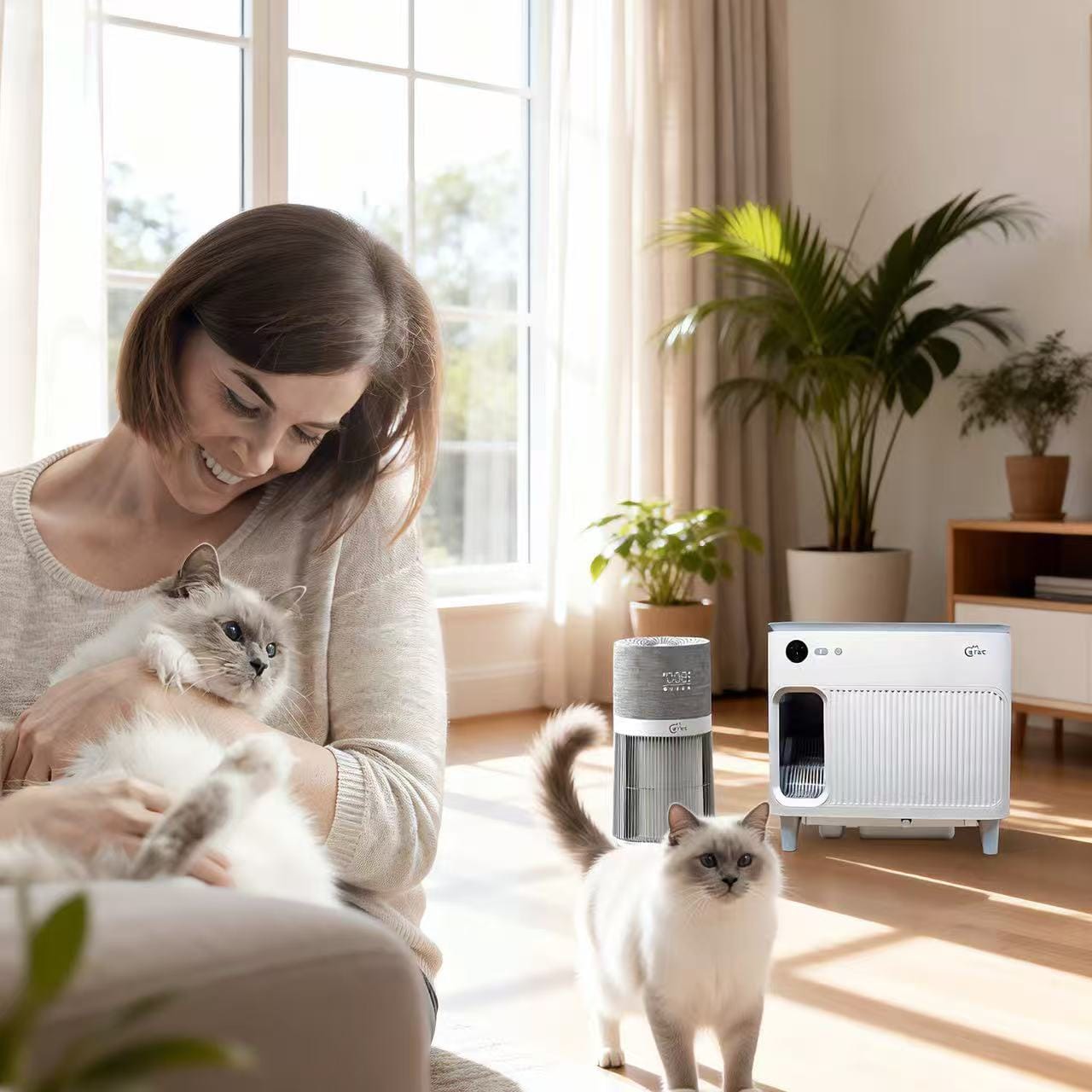 Catac24 Grau CATAC Pet Air Premium Luftreiniger – leise & effektiv gegen Gerüche, Tierhaare und Allergene | 6-Stufen-Filtersystem