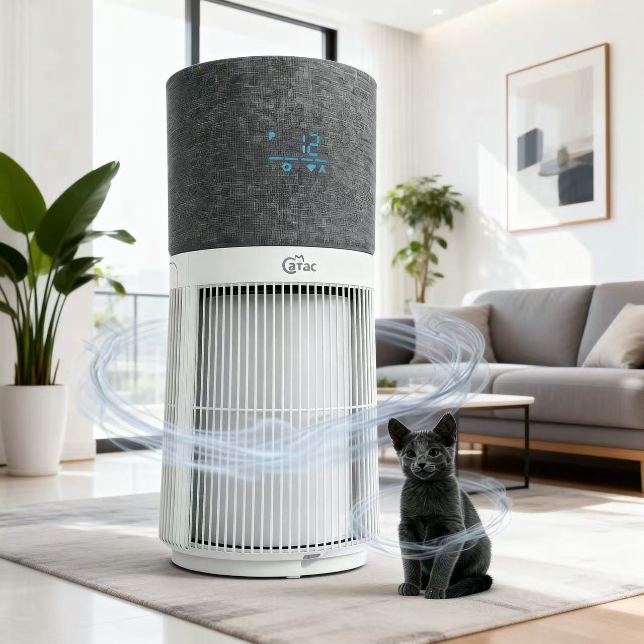 Catac24 Grau CATAC Pet Air Premium Luftreiniger – leise & effektiv gegen Gerüche, Tierhaare und Allergene | 6-Stufen-Filtersystem