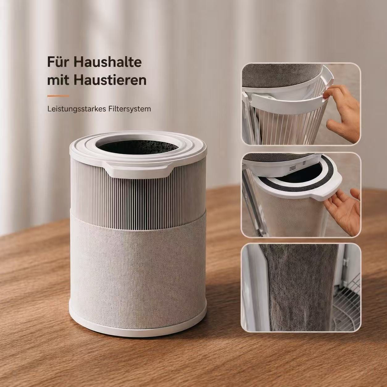 Catac24 Grau Luftreiniger für Zuhause & Haustiere – Entfernt Tierhaare, Gerüche und Allergene | Leiser HEPA Luftreiniger mit 6-Stufen Filtersystem | CATAC