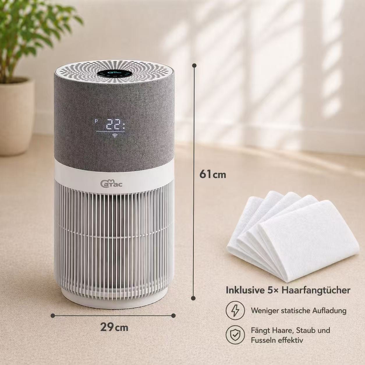 CATAC Pet Air Premium Luftreiniger – leise & effektiv gegen Gerüche, Tierhaare und Allergene | 6-Stufen-Filtersystem