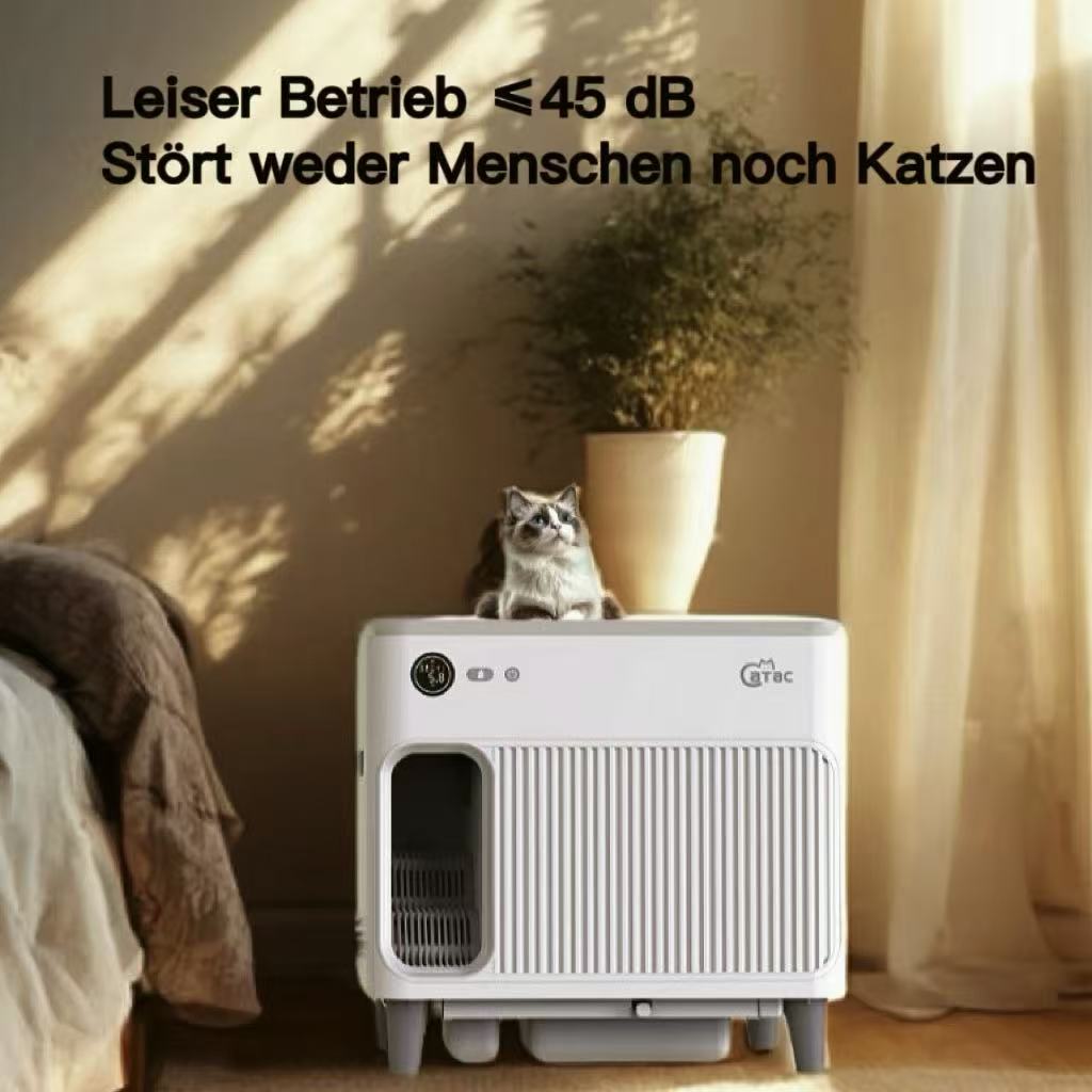 Vollautomatische selbstreinigende Katzentoilette XXL mit Treppe – CATAC Cleanbox Classic, extra leise, geruchsarm & smart