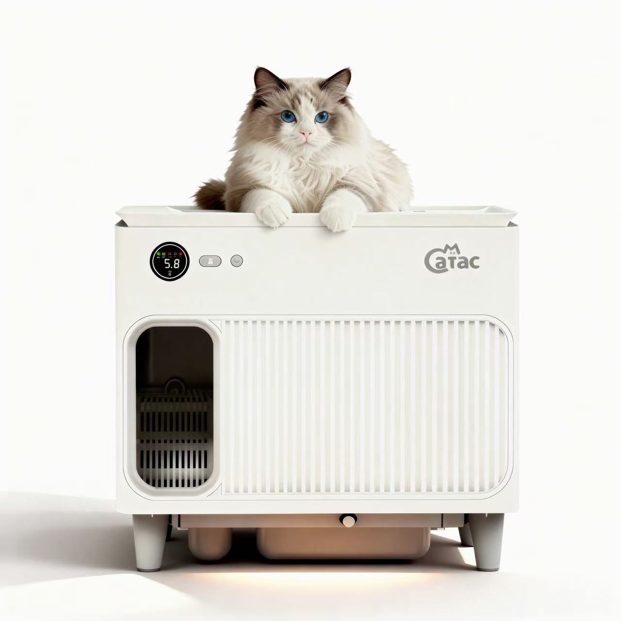 Vollautomatische selbstreinigende Katzentoilette XXL mit Treppe – CATAC Cleanbox Classic, extra leise, geruchsarm & smart