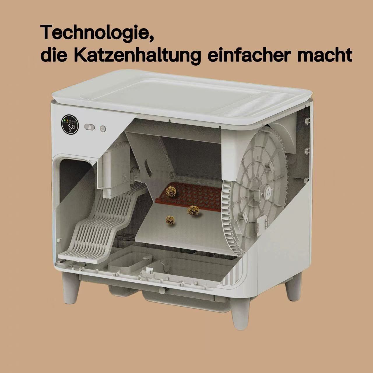 Vollautomatische selbstreinigende Katzentoilette XXL mit Treppe – CATAC Cleanbox Classic, extra leise, geruchsarm & smart