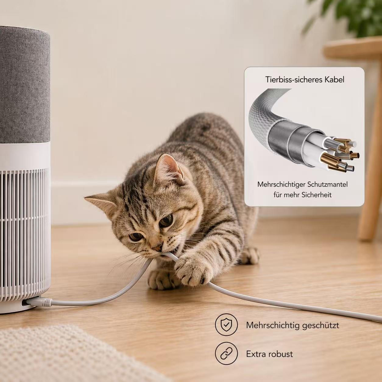 Catac24 Grau CATAC Pet Air Premium Luftreiniger – leise & effektiv gegen Gerüche, Tierhaare und Allergene | 6-Stufen-Filtersystem