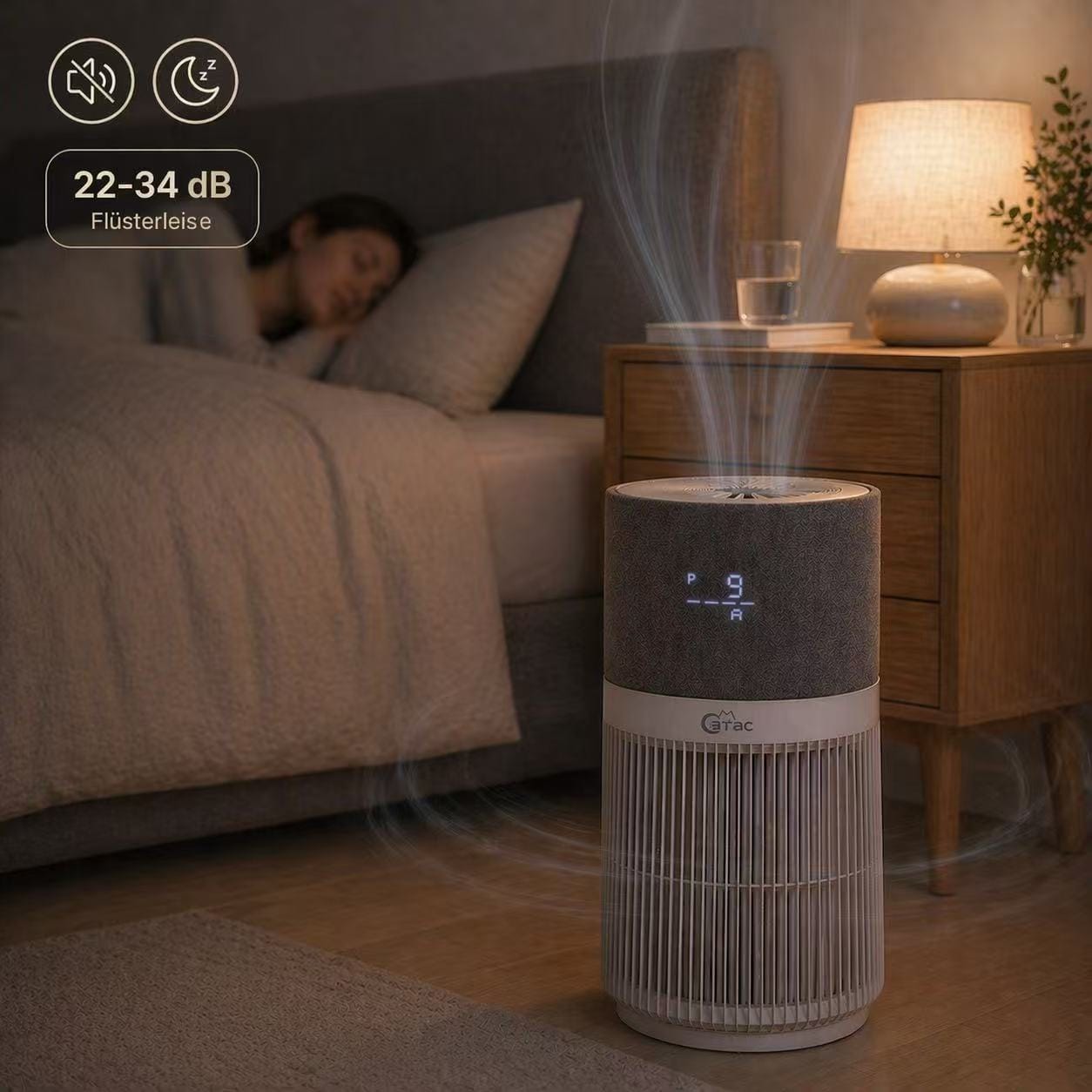 Catac24 Grau CATAC Pet Air Premium Luftreiniger – leise & effektiv gegen Gerüche, Tierhaare und Allergene | 6-Stufen-Filtersystem